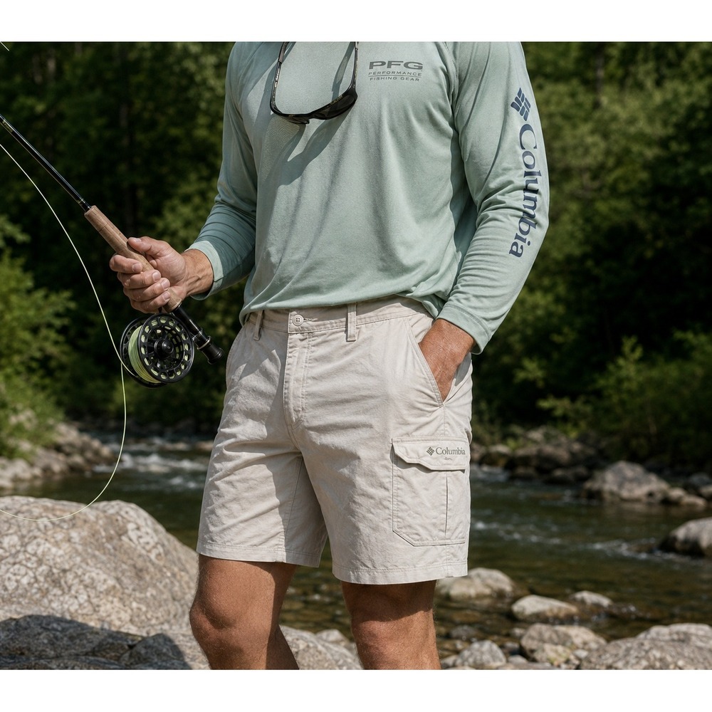 Columbia PFG Blood and Guts III Fishing Shorts Mens 34 Tan Stretch 10in gorpcore